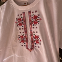 Мъжка памучна тениска с фина многоцветна шевица – Бяла