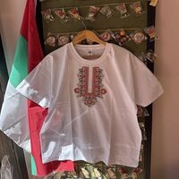 Мъжка памучна тениска с богата многоцветна бродерия „Царска шевица“