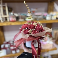 Ръчно изработен аранжиран букет от ароматни свещи – Бордо Рози и Пейони