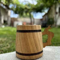 Мини дървена халба