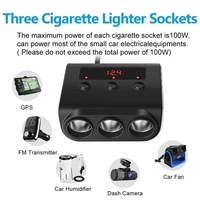 Авторазклонител с волтметър, 3 гнезда, 4 x USB, Черен