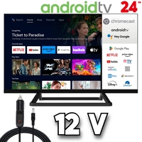 Смарт Телевизор на 12 волта, 24 инча, Android TV, Crome Cast, Google Play