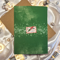 Digital Green Christmas Card with cute Fox