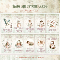 Baby Girl Milestone Cards - In English