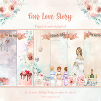 Digital Pages For Album ''Our Love Story'' - 12x12 inch, no place for photos