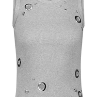 GRAY EYELET TOP