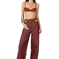 Claret cut out pants