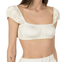BABYGIRL SATIN TOP IN WHITE
