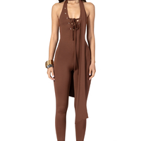 MOCHA WRAP CATSUIT