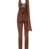 MOCHA WRAP CATSUIT