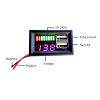 Волтметър 12v с  два USB порта за зареждане