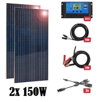 Комплект 300w соларен панел + 30А контролер + кабели 8м.
