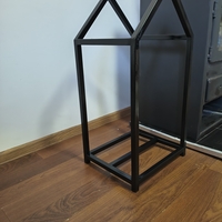 Дизайнерска стойка за дърва House– метална, черна, с форма на къща