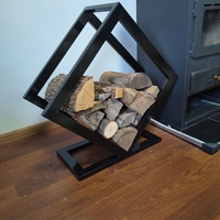 Стойка за дърва GeoFire– метална, дизайнерска, черна