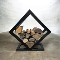 Стойка за дърва GeoFire– метална, дизайнерска, черна