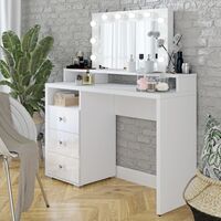 Тоалетка Diva с огледало и LED осветление бял гланц