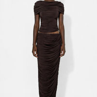 Velora Draped Skirt In Brown