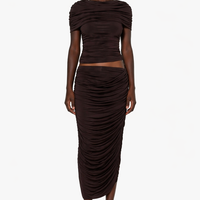 Velora Draped Skirt In Brown