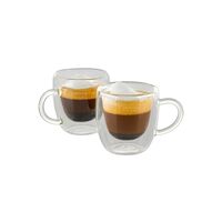Двустенни чаши за еспресо с дръжка 90 мл, 2 броя – Luigi Ferrero Coffeina, борosиликатно стъкло