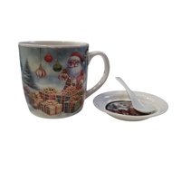 Коледна чаша с капак и лъжица 350мл.Q-43B