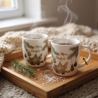 Коледна чаша с дръжка 2бр. с лъжица 2бр. 210мл.CH54B