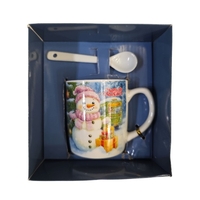 Коледна чаша с дръжка и лъжица в кутия 210мл.ZH278B