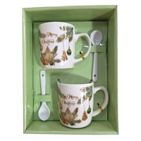 Коледна чаша с дръжка 2бр. с лъжица 2бр. 210мл.CH54B