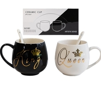 Чаши 2бр. с  лъжички Queen ang King