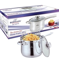 Тенджера с кошница за пържене Bohmann BH 1667FR, 3.4 л, 18 см, Индукция, Инокс