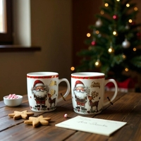 Коледна чаша с дръжка 2бр. с лъжица 2бр. 210мл.CH61B