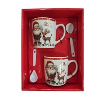 Коледна чаша с дръжка 2бр. с лъжица 2бр. 210мл.CH61B