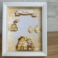 Рамка визитка за новородено - медена пчеличка