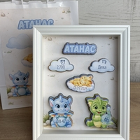 Рамка визитка за новородено - малки дракончета