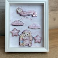 CRAFTONA Рамка визитка за новородено – розово зайче