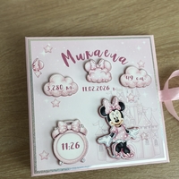 Албум за новородено с лепени страници 18х18 см., 12 листа - Мини Маус в розово