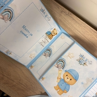 Бебешки персонализиран албум „Моята първа годинка“ - син с мече