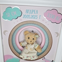 Ръчно декорирана рамка визитка за бебе