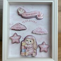 CRAFTONA Рамка визитка за новородено – розово зайче