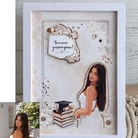 Картичка - за дипломиране със снимка в екрю