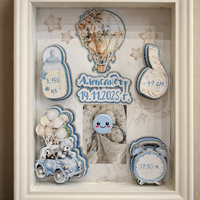 CRAFTONA Рамка визитка за новородено - мече и балон в син цвят