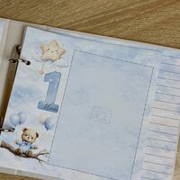 Албум за новородено с ринг механизъм 18х18 см., 12 листа - сини мечета