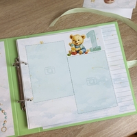 Албум за новородено с ринг механизъм 22х22 см., 12 листа - зелен Pooh