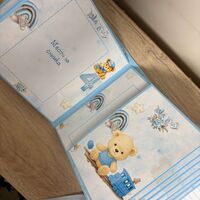 Бебешки персонализиран албум „Моята първа годинка“ - син с мече