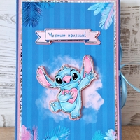 Мини албум картичка с 3D елементи на стич