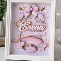 CRAFTONA Рамка визитка за новородено с 3д елементи в розово