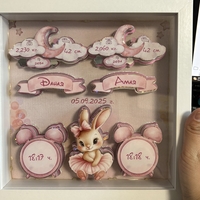 CRAFTONA Рамка визитка за новородено с 3д елементи - Зайче в розово