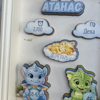 Рамка визитка за новородено - малки дракончета