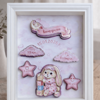 CRAFTONA Рамка визитка за новородено – розово зайче