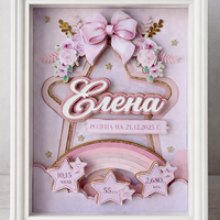 CRAFTONA Рамка визитка за новородено с 3д елементи в розово