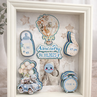 CRAFTONA Рамка визитка за новородено - мече и балон в син цвят